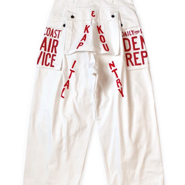 캐피탈 헤링본 점보 몽키 팬츠 팩토리 리페어 & 자수 화이트