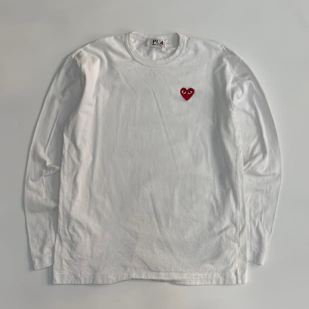 [XL] 꼼데가르송 화이트 롱슬리브 티셔츠