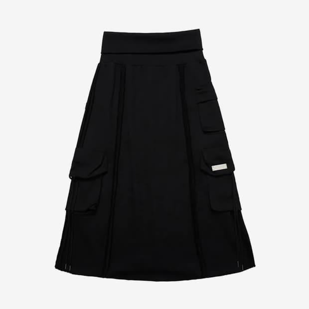 CARGO CUBIC MAXI SKIRT BLACK 