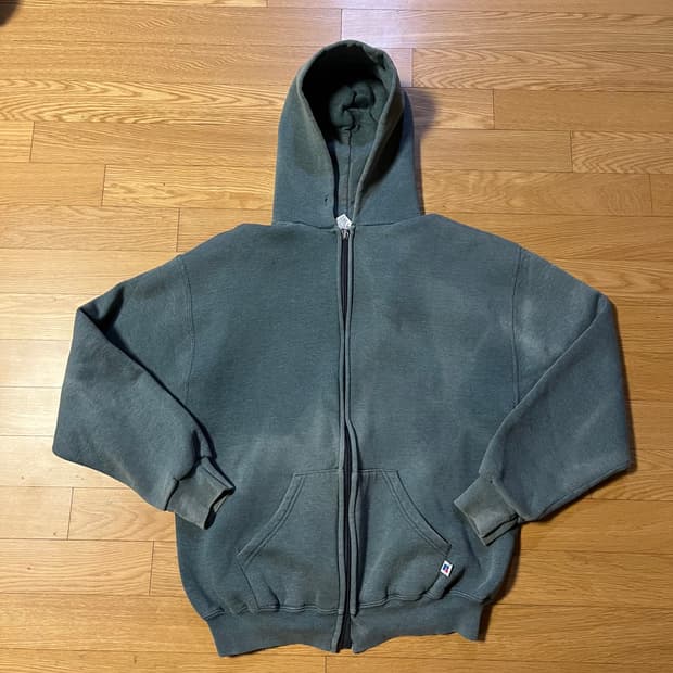 [L] 90s 빈티지 러셀 후드집업 썬페이드 그레이