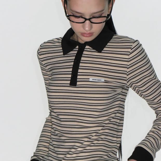 크랭크 멀티 스트라이프 폴로 셔츠 (아이보리)