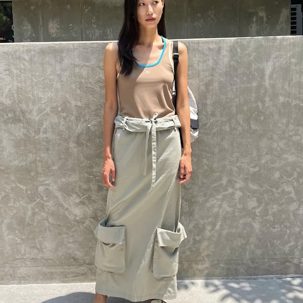 openyy 오픈와이와이 ROLLED WAIST CARGO 롤드 스커트