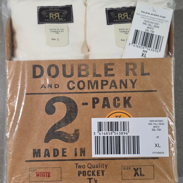 RRL(더블알엘) 2팩 포켓 티셔츠 XL 웜 화이트