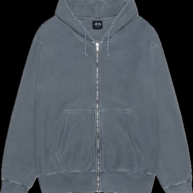 스투시 부아나 피그먼트 다이드 집 후드 네이비 L