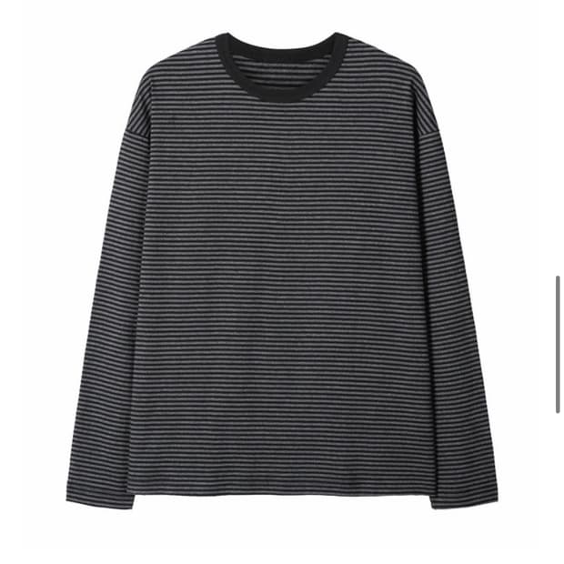 로기 스트라이프 롱 슬리브 차콜,브라운 M