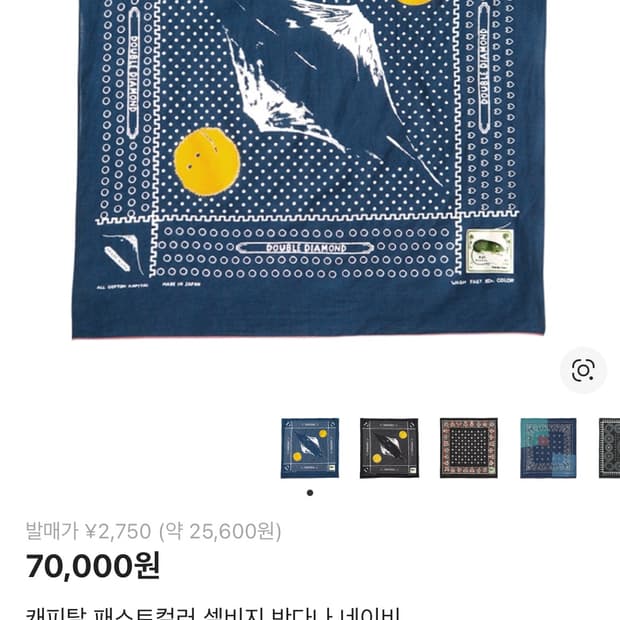 캐피탈 패스트컬러 셀비지 반다나(스카프) 네이비 새상품