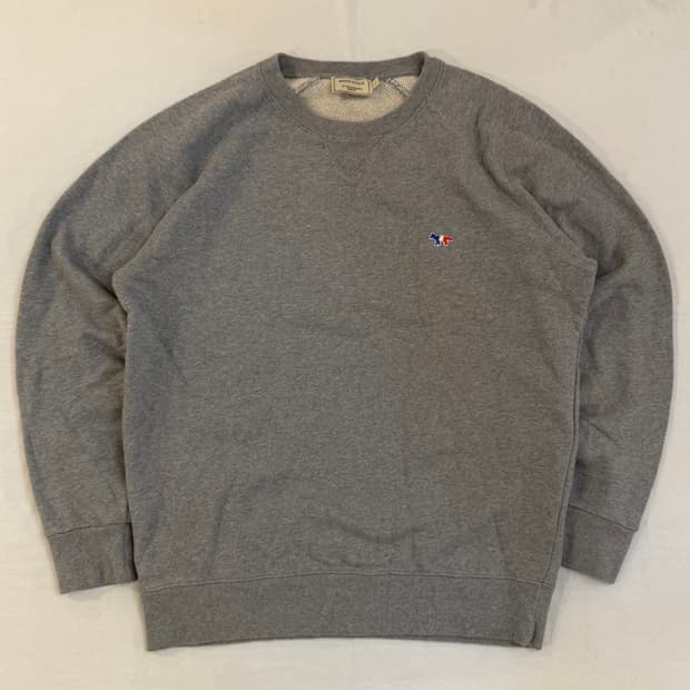 메종키츠네 트리컬러 폭스 패치 맨투맨 그레이