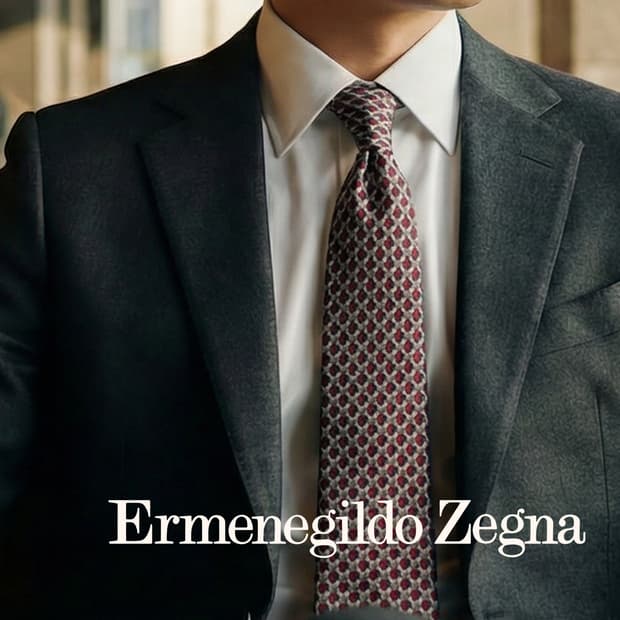 제냐 실크 레드 마이크로 지오메트릭 넥타이 8.6cm A+등급 K1660