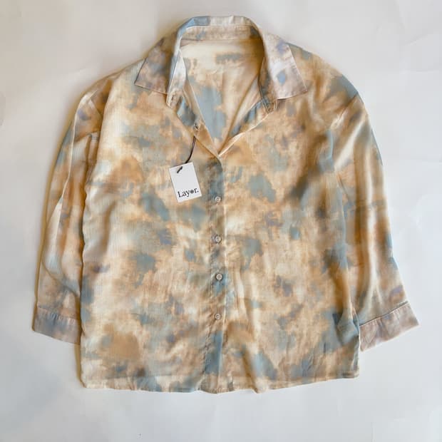 MARBLED TIE-DYE RAYON SHIRT