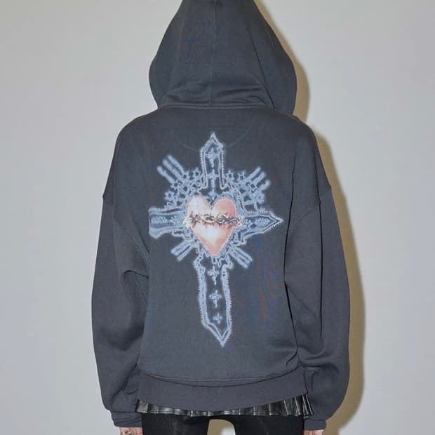 Beaded Saint Hoodie Zip-Up Charcoal