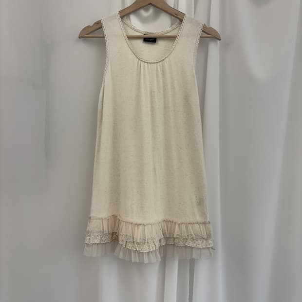 Oatmeal Beige Lace Sleeveless 
