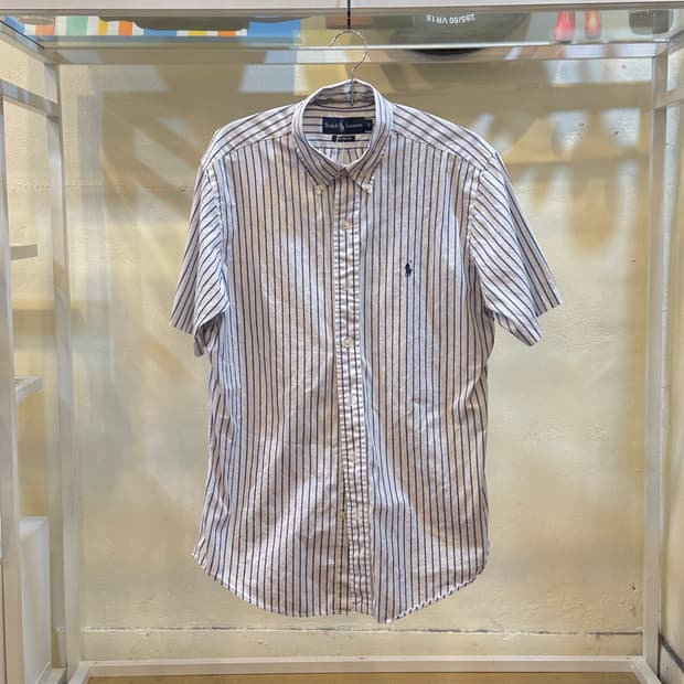 랄프로렌 커스텀핏 스트라이프 반팔 셔츠 