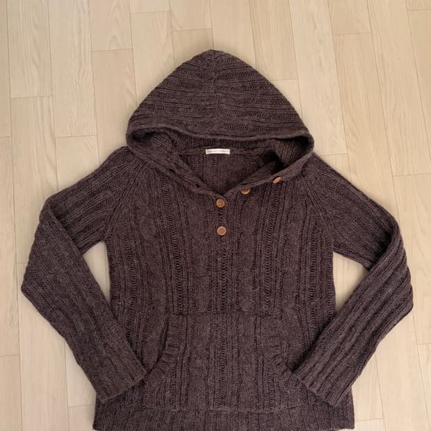 꽈배기 니트 후드티