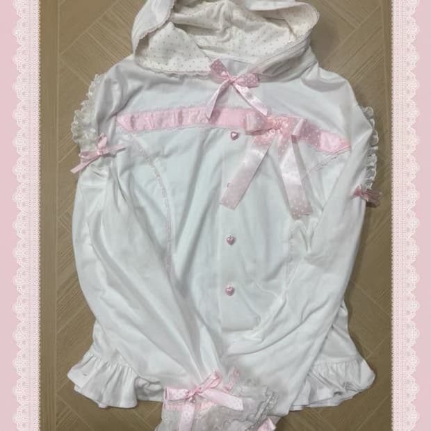 로리타 고양이귀 후드 화이트 S