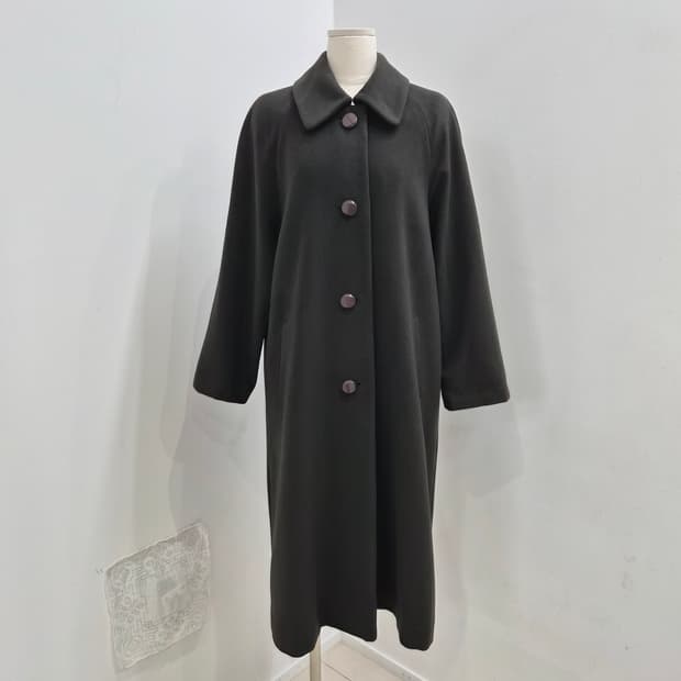 캐시미어 100% 딥카키 여성 롱코트