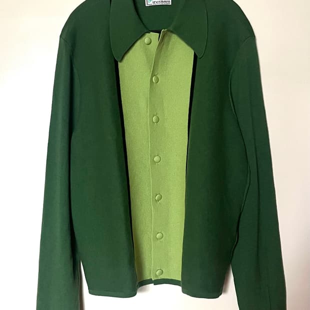 LVC 오픈 카라 니트 가디건 그린 L
