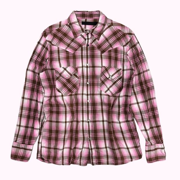 pink check western shirt