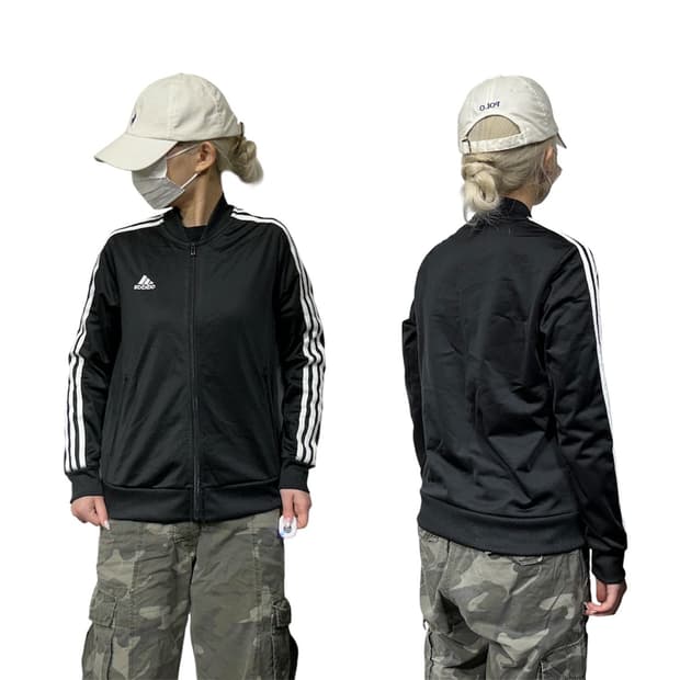 아디다스 블랙 화이트 삼선 트랙탑 져지 M