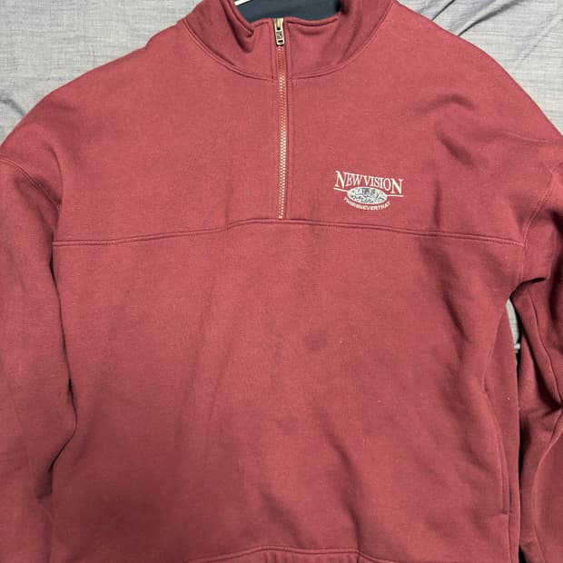 디스이즈네버댓 Half Zip Sweatshirt Burgundy L