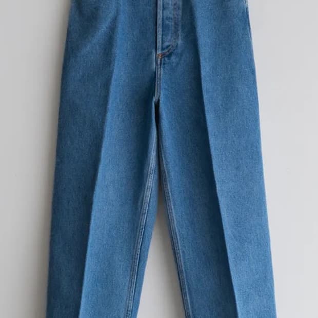 크리스타세야 하이웨이스트 블리치드 데님 팬츠