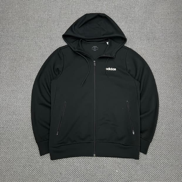 아디다스 블랙 기본 후드집업
