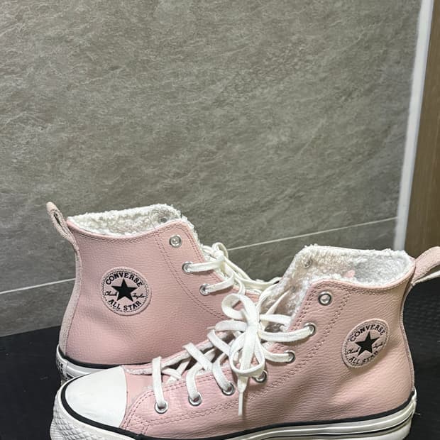 컨버스 척테일러 올스타 리프트 플랫폼 레더 & 셰르파 핑크 세이지 