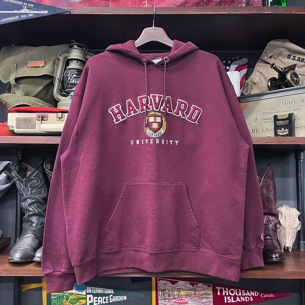 챔피온 하버드 유니버시티 후드 후디 아이비 리그 버건디
