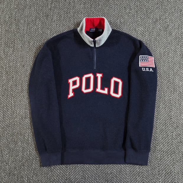 폴로 USA 성조기 네이비 신형 플리스 하프집업
