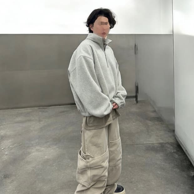 1 논노드 하프 집 플리스 클라우드 화이트