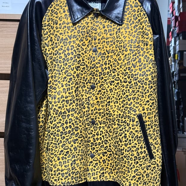 샌드파이퍼 레오파드 레더 코치 자켓