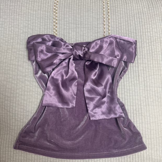 세실맥비 새틴 리본 벨벳 진주끈 나시 슬리브리스 갸루 오네갸루 히메갸루