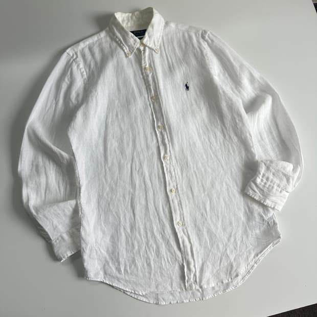 Polo 폴로 랄프로렌 현행 QR 화이트 린넨 100% 셔츠
