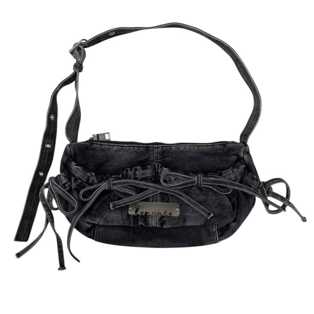 oursaysour 아워세이아워 흑층 데님 리본백