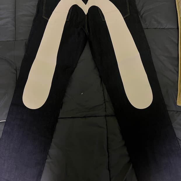 Evisu 다이콕 프린트 배기 진 34 에비수