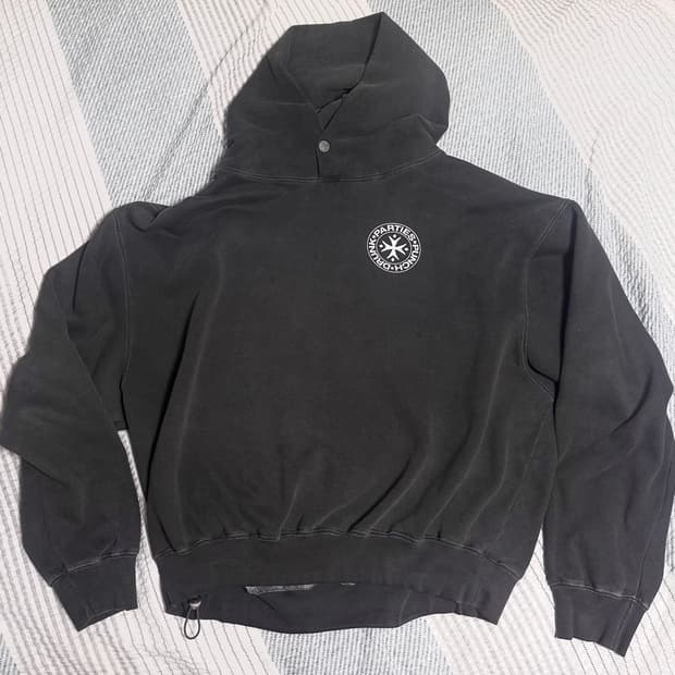펀치드렁크파티즈 후드 Circle Logo Garment Dyed 차콜