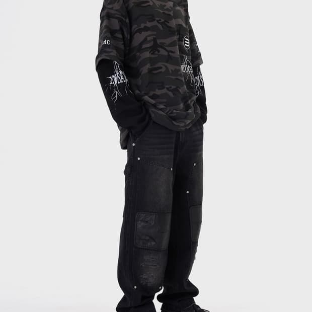 인세인개러지 더블니 워크팬츠 블랙 1사이즈