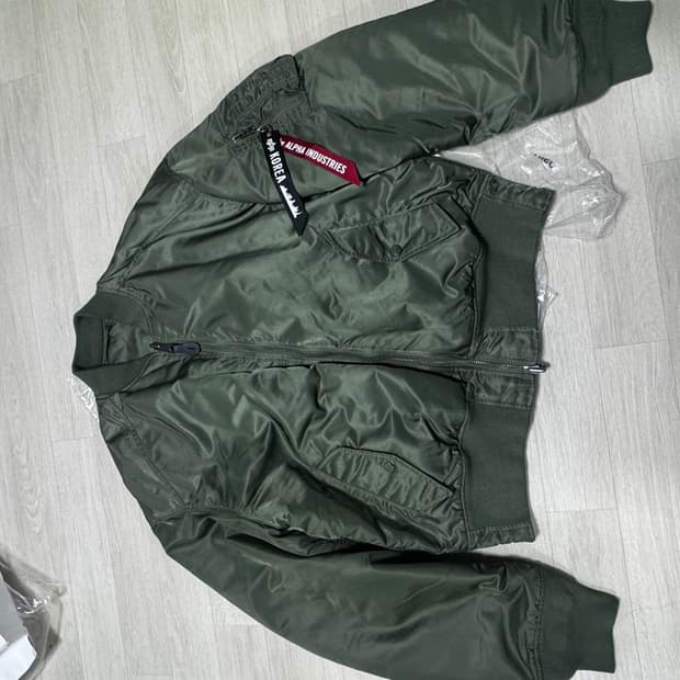 [L] 알파인더스트리 MA-1 사이드지퍼 세이지 그린 카키 봄버