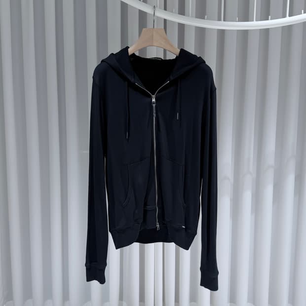 (A+/52) / 톰포드 집업 드로스트링 저지 후드 블랙