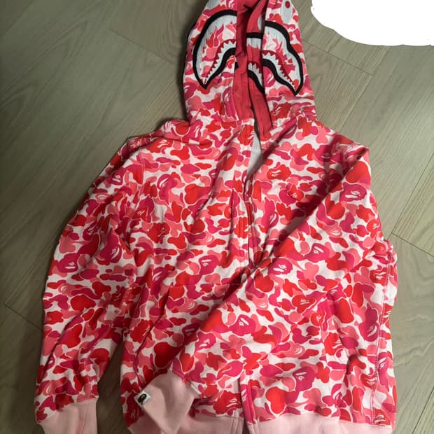 베이프 핑크 카모 샤크 후드집업