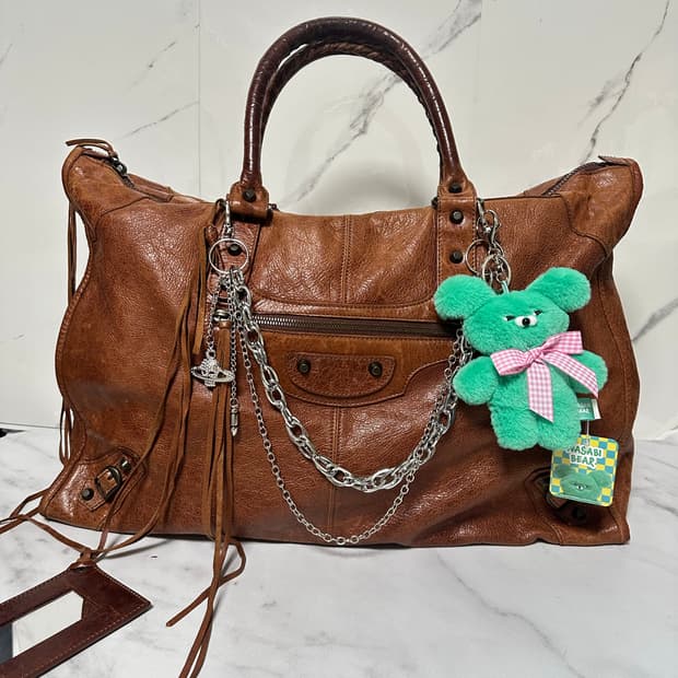 [A 정품] 발렌시아가 시티 모터백 위켄더 브라운