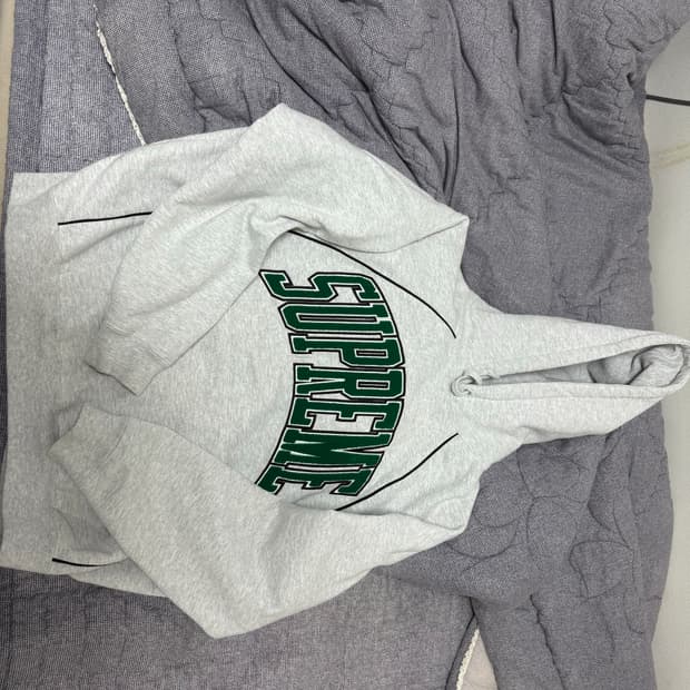 [M]슈프림 박시 파이핑 아크 후드 애쉬그레이