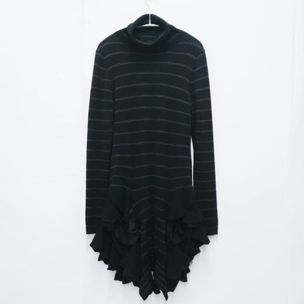 sacai stripe ruffle knit dress