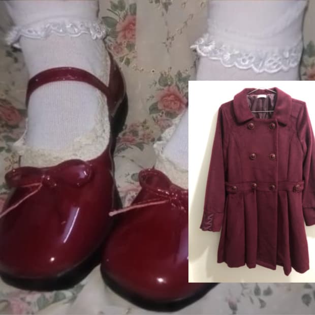 엑시즈팜 모리걸 버건디 코트