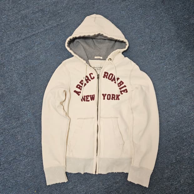 아베크롬비 크림 후드집업 M