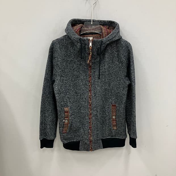 빈티지 히피 그레이 보카시 후드 집업