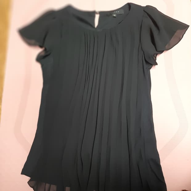 하늘하늘한 플리츠 정장 쉬폰 반팔 블라우스