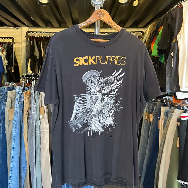 식 퍼피스 Sick Puppies 락밴드 페이드 프린팅 티셔츠