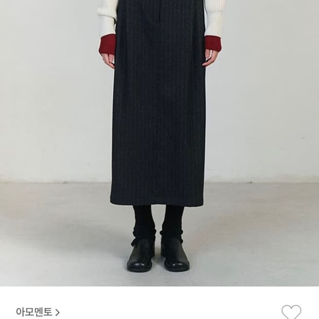 아모멘토 스트라이프 울 가르송 스커트 0사이즈