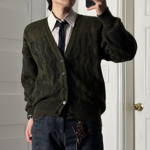 모헤어 울 가디건 카키