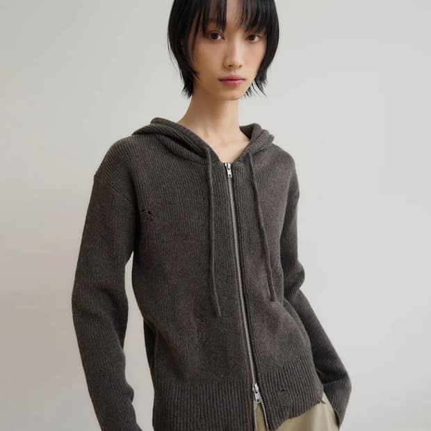 시스에이 울 니트 후드 집업 